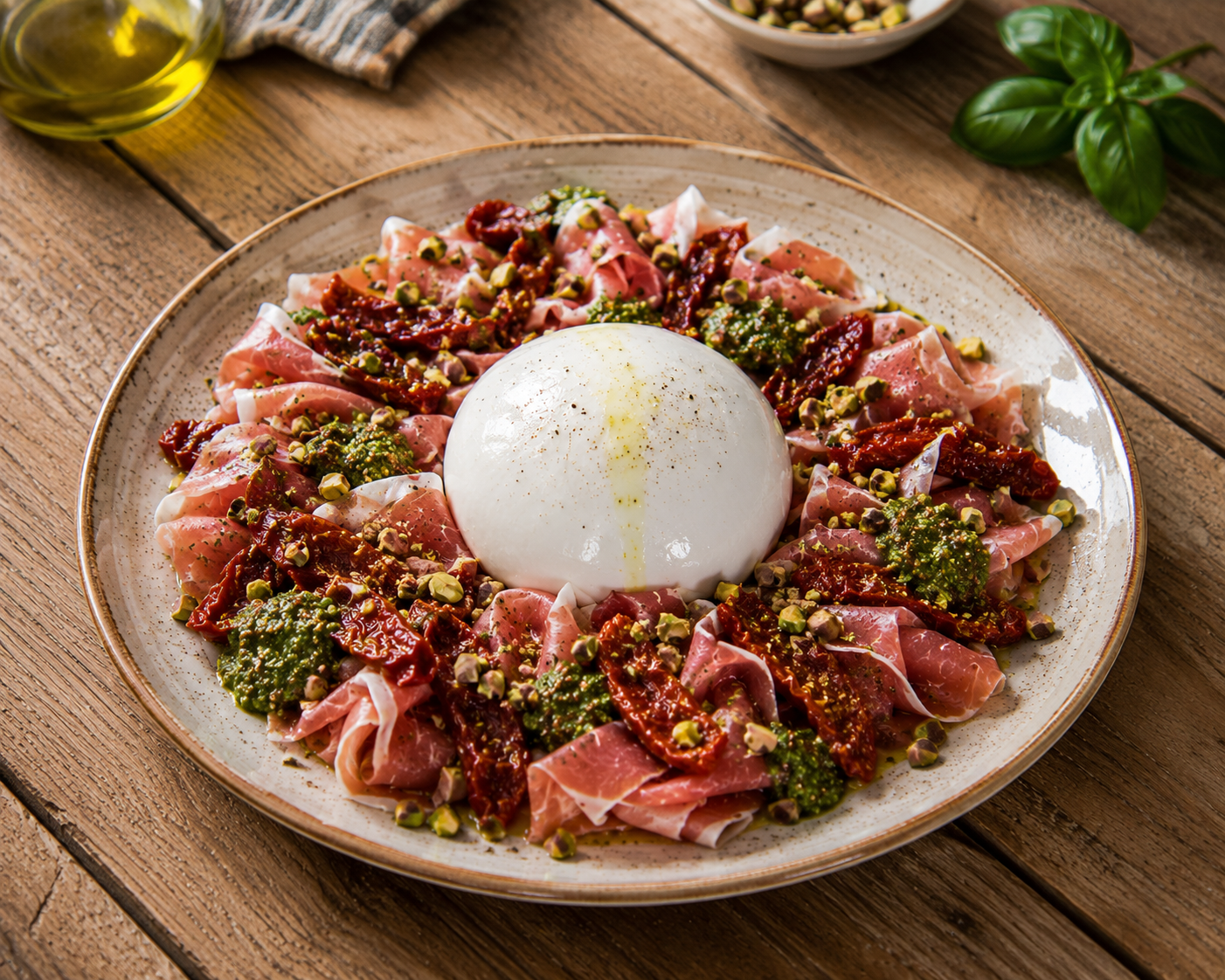 Ham met mozzarella / burrata
