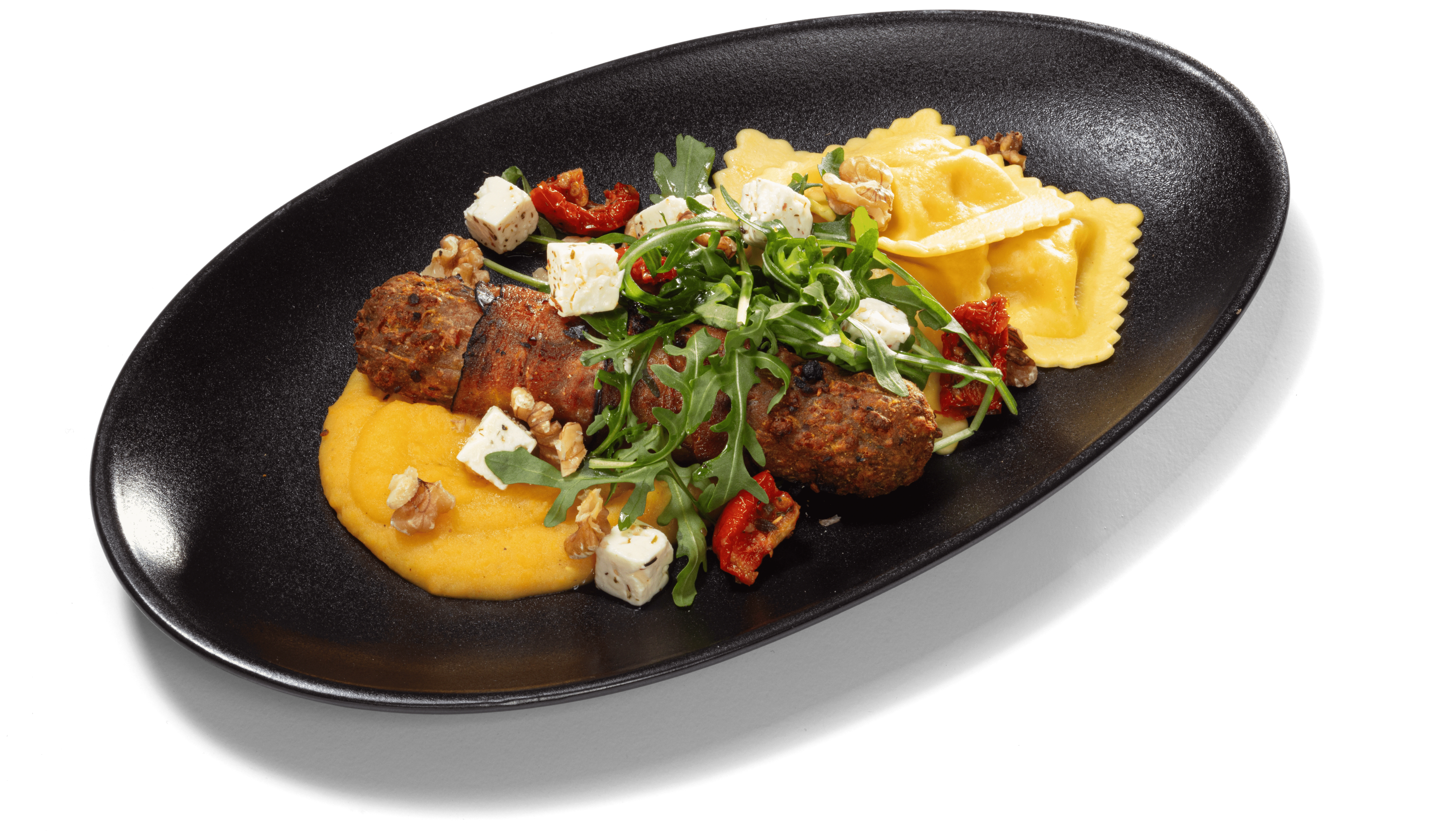 Ravioli pompoen met walnoot en feta