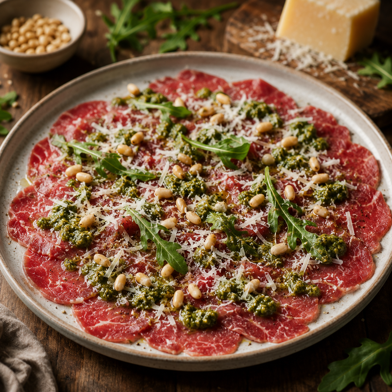Carpaccio met groene pesto