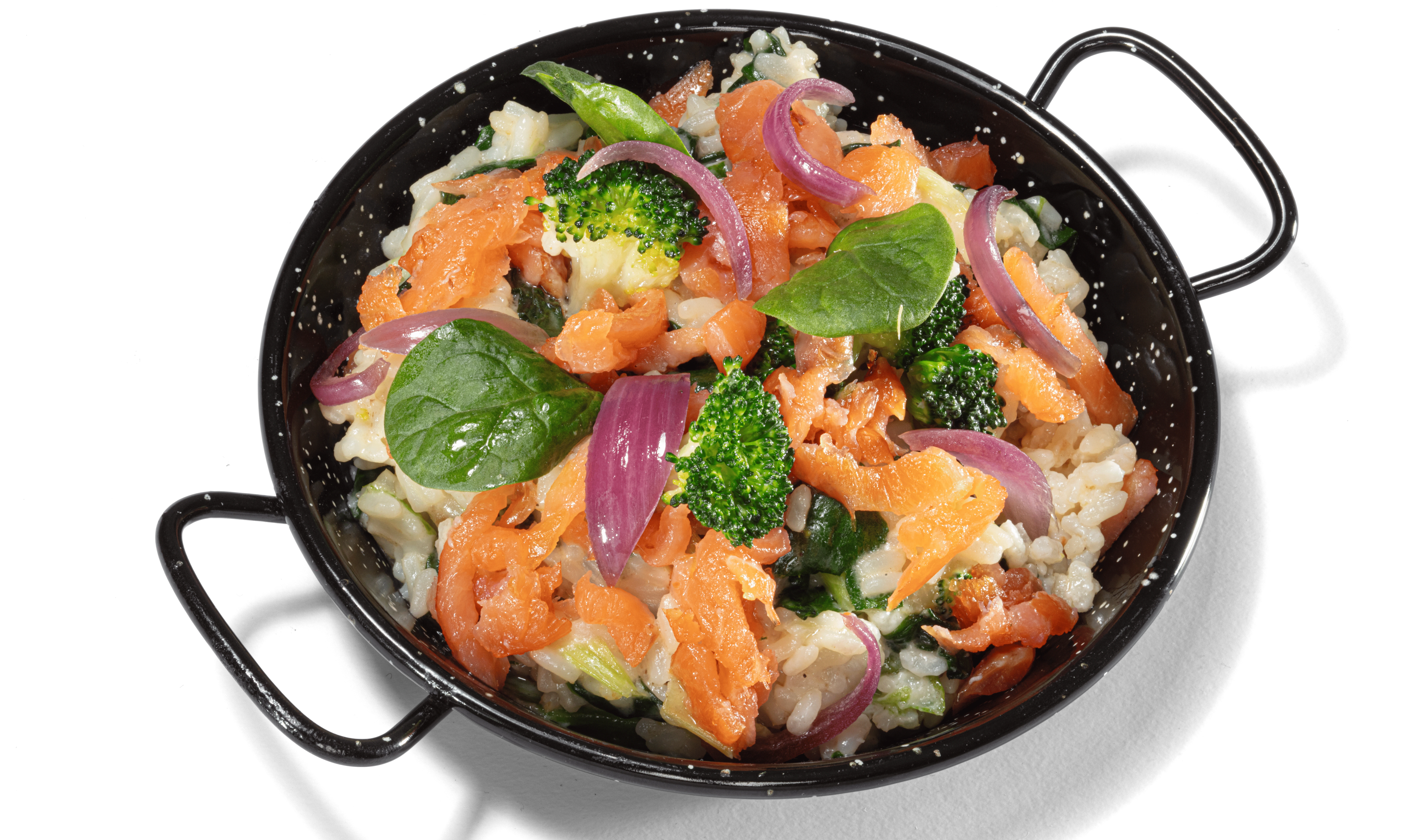 Risotto met gerookte zalm en groenten 