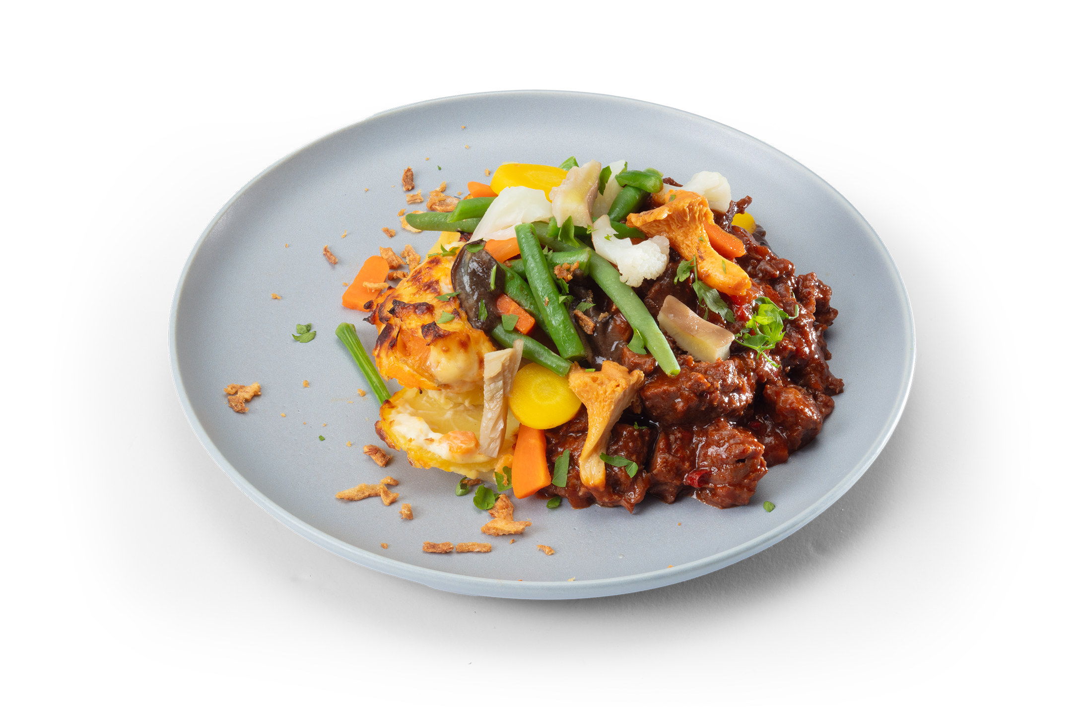Rundergoulash met zoete aardappelgratin