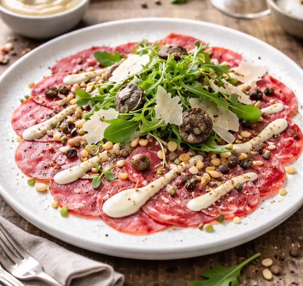 Carpaccio met truffelmayonaise