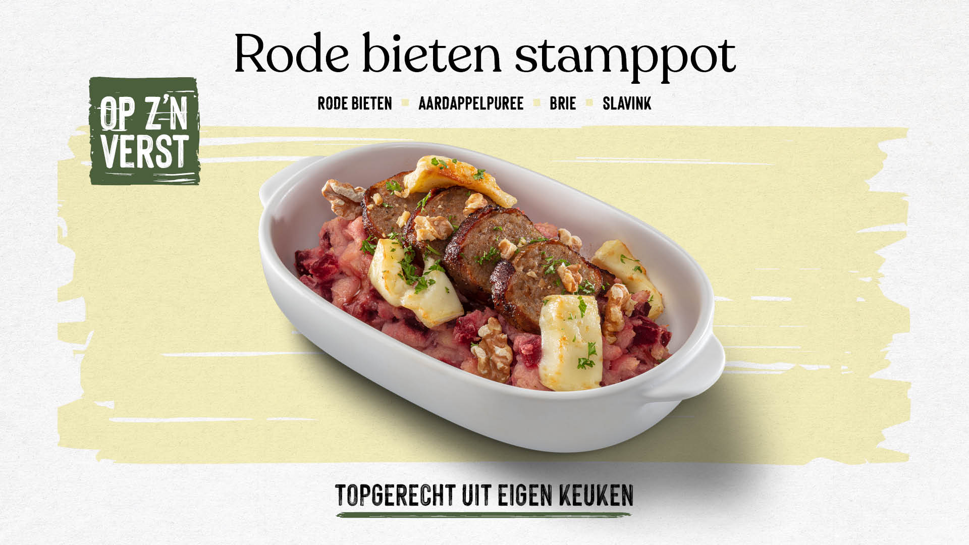 Rode bietjes stamppot met brie en walnoten