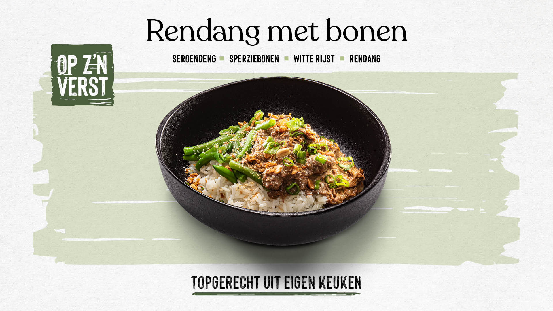 Rendang met sperziebonen en witte rijst