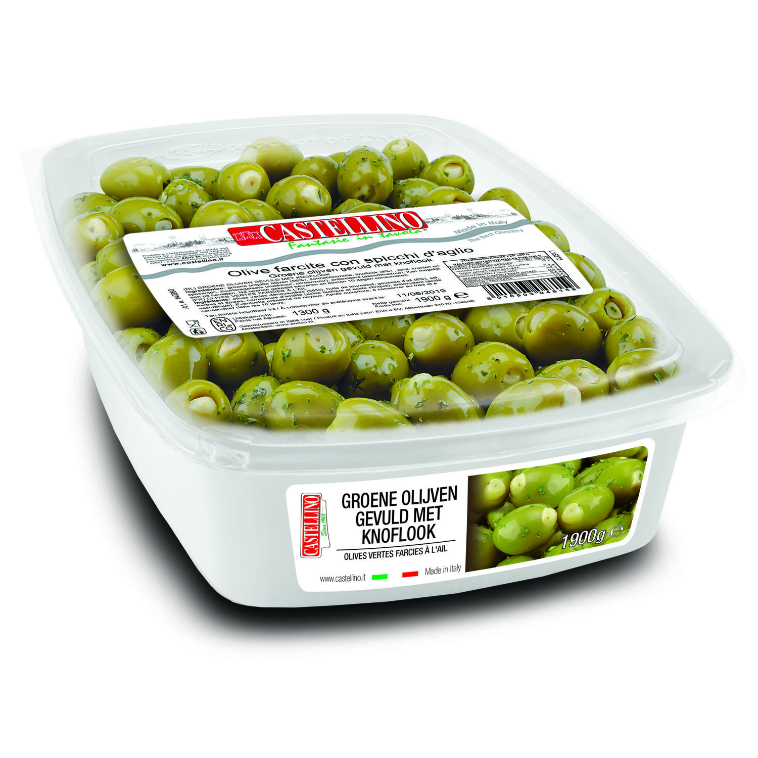 GROENE KNOFLOOK OLIJF ZONDER PIT  1900gr
