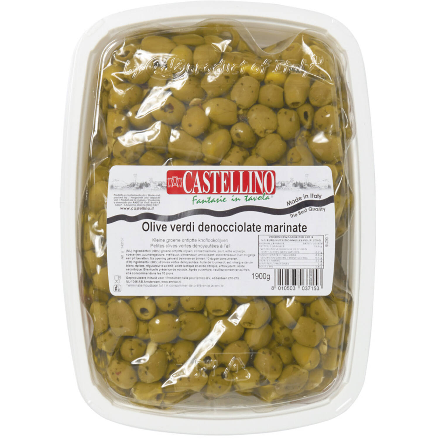 GROENE OLIJVEN GEVULD MET KNOFLOOK  1900gr