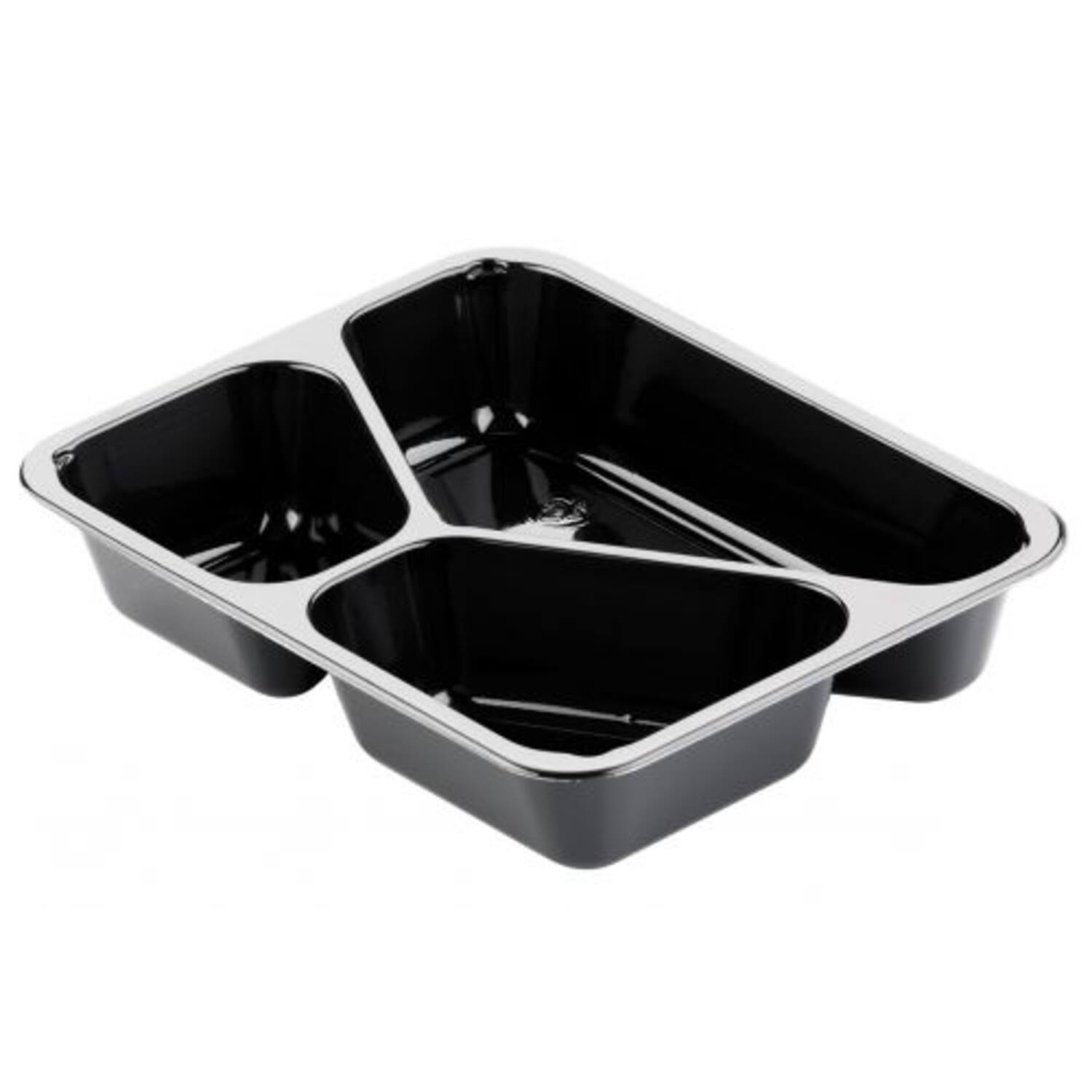 CPET TRAY ZWART 3VAKS 525/275/205cc 300st 226x176x43mm