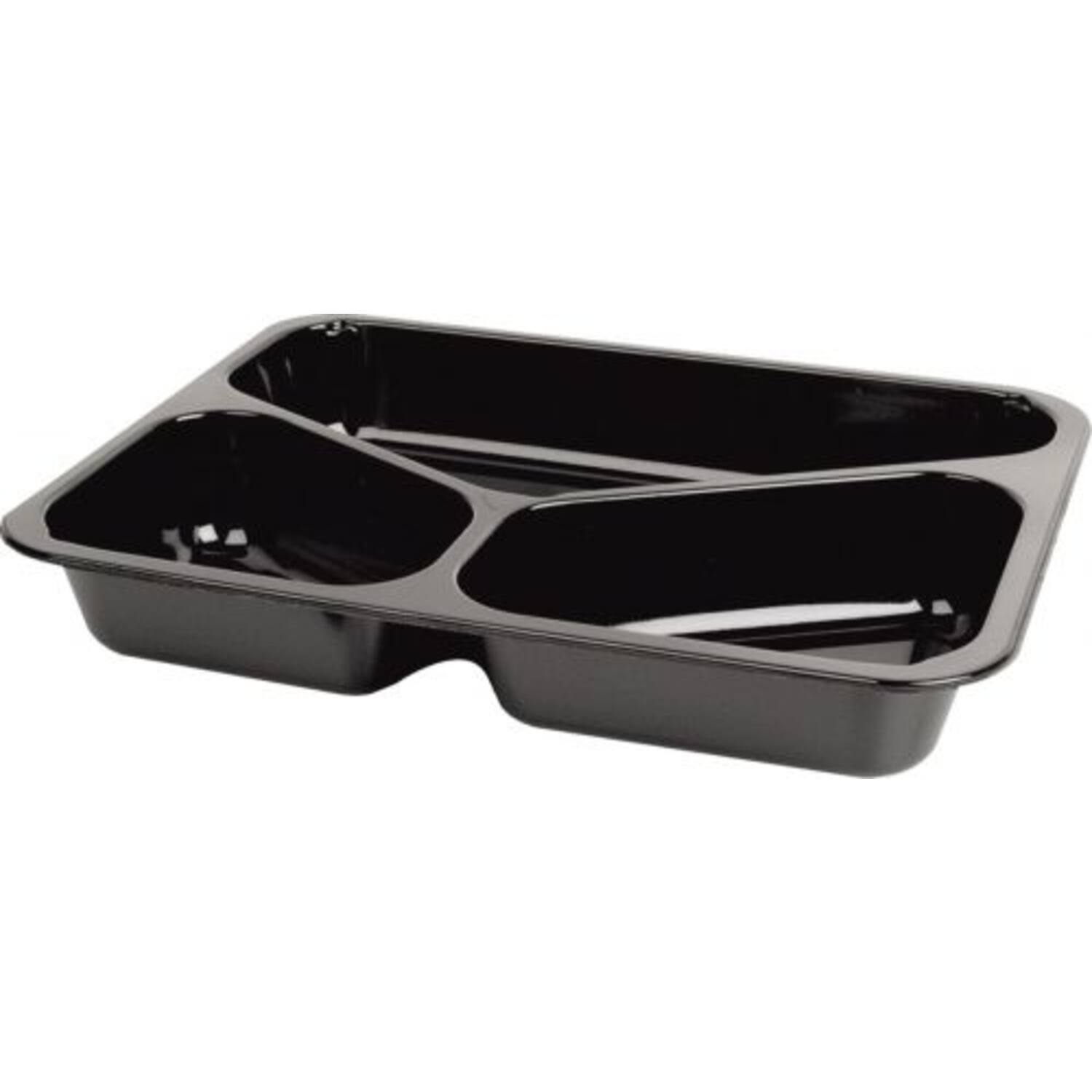 CPET TRAY ZWART 3VAKS 430/225/165cc 250st 226x176x35mm