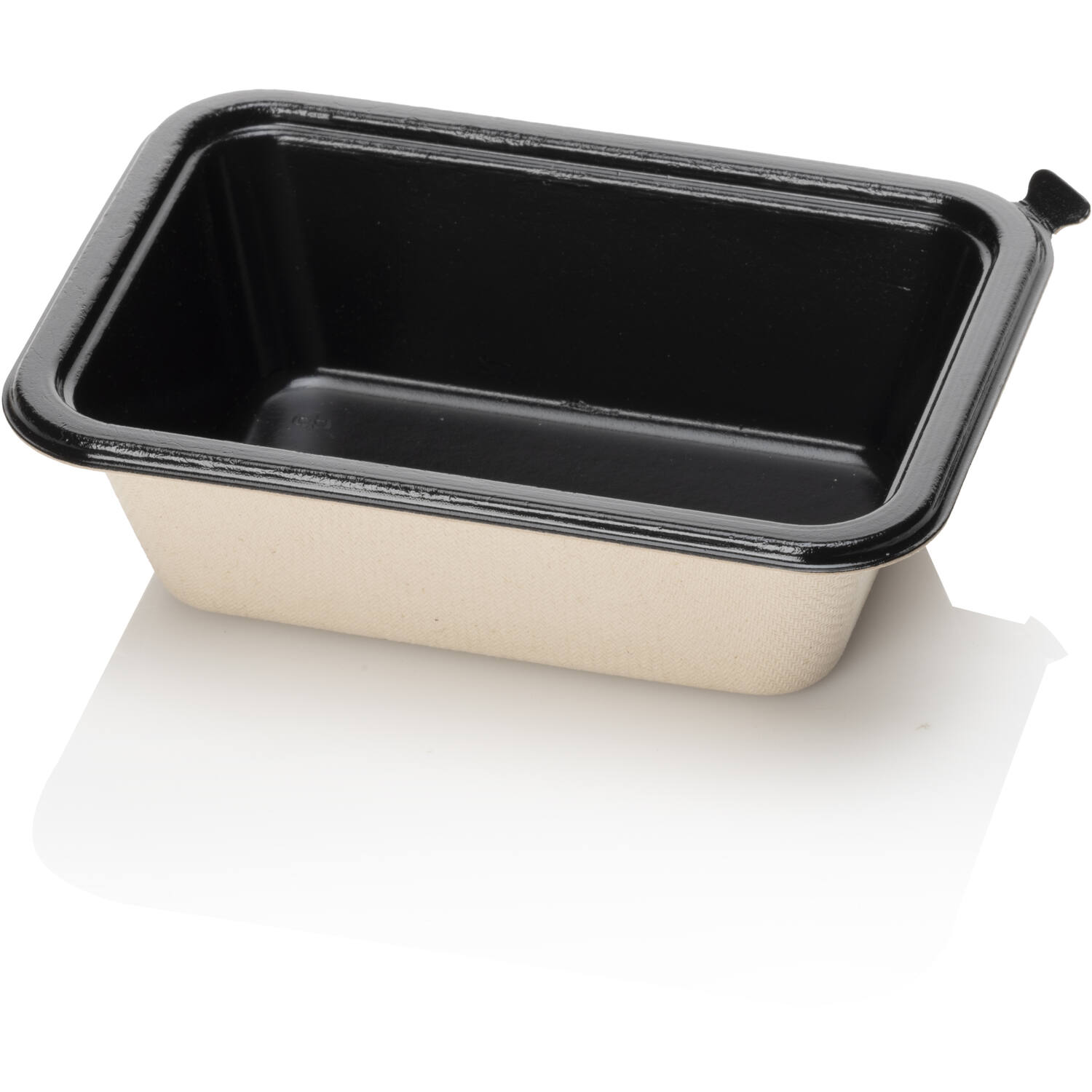 BAGASSE TRAY 145x105x45 1VAKS beige/zwart suikerriet 800st