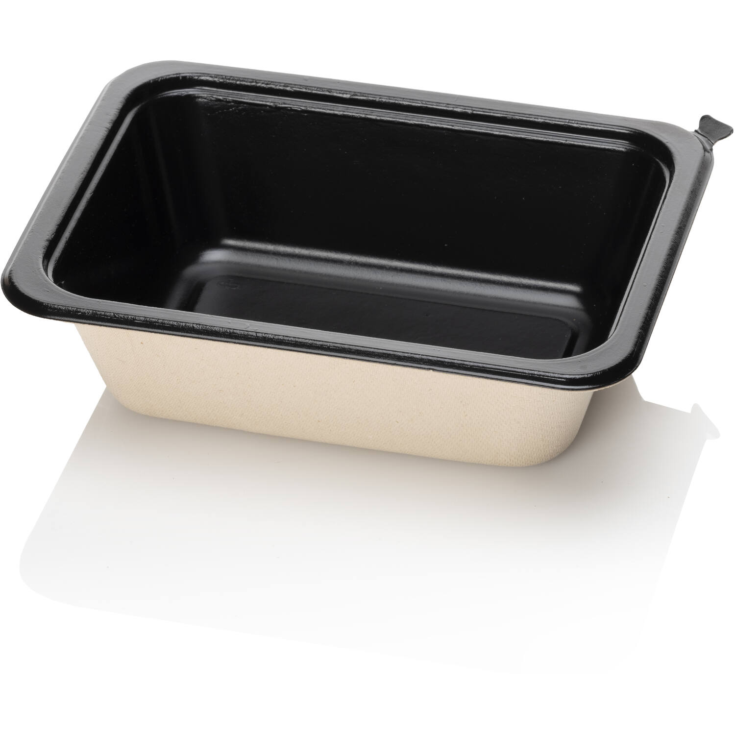 BAGASSE TRAY 171x127x50 1VAKS beige/zwart suikerriet 750st