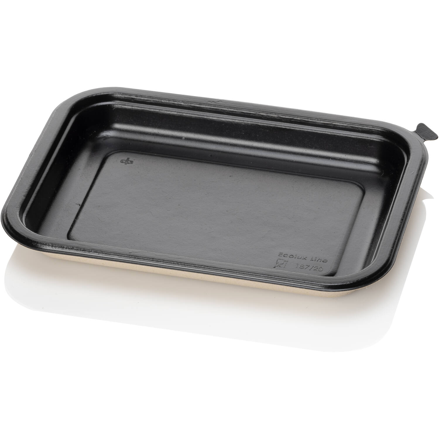 BAGASSE TRAY 187x139x20 1VAKS beige/zwart suikerriet 400st