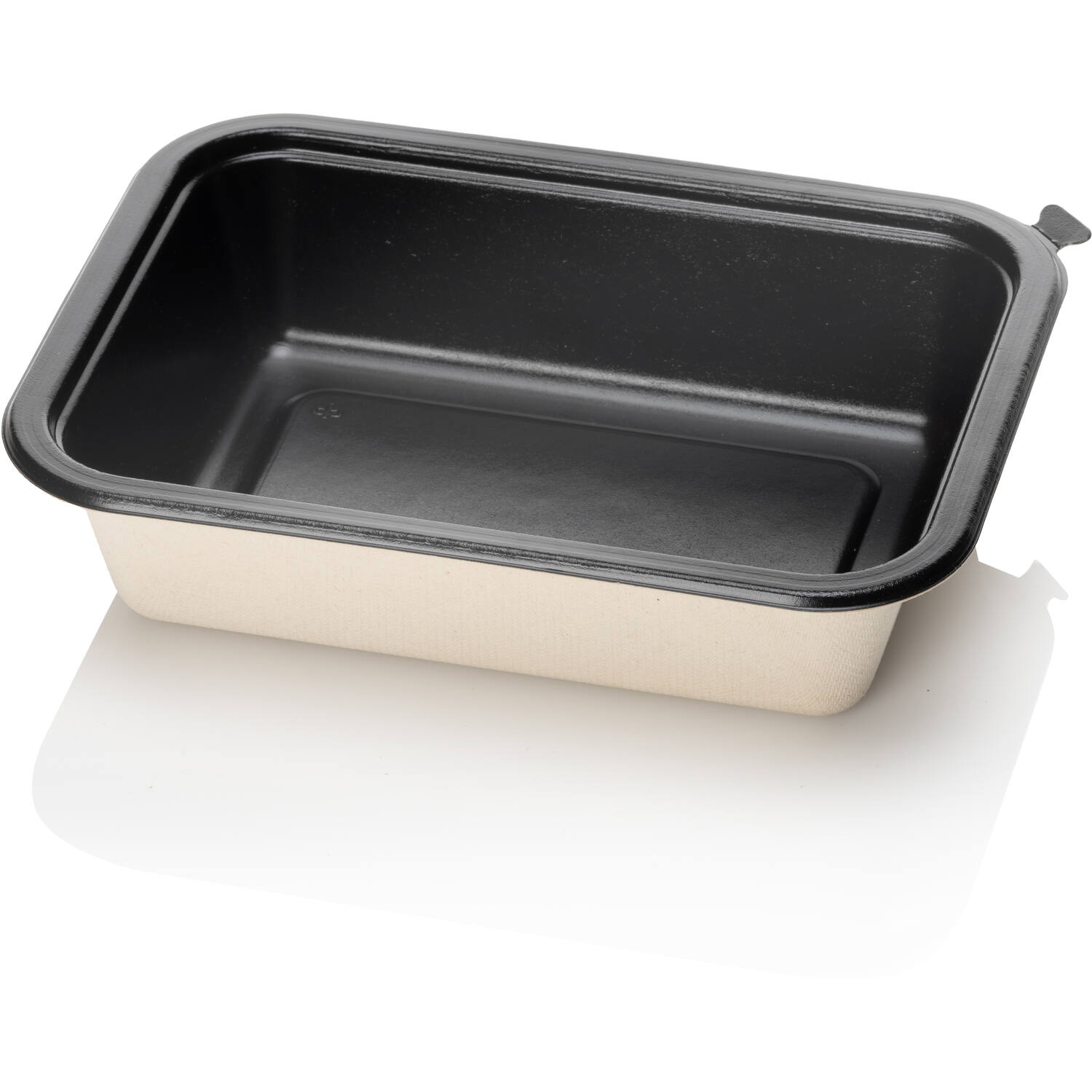 BAGASSE TRAY 187x139x45 1VAKS beige/zwart suikerriet 360st