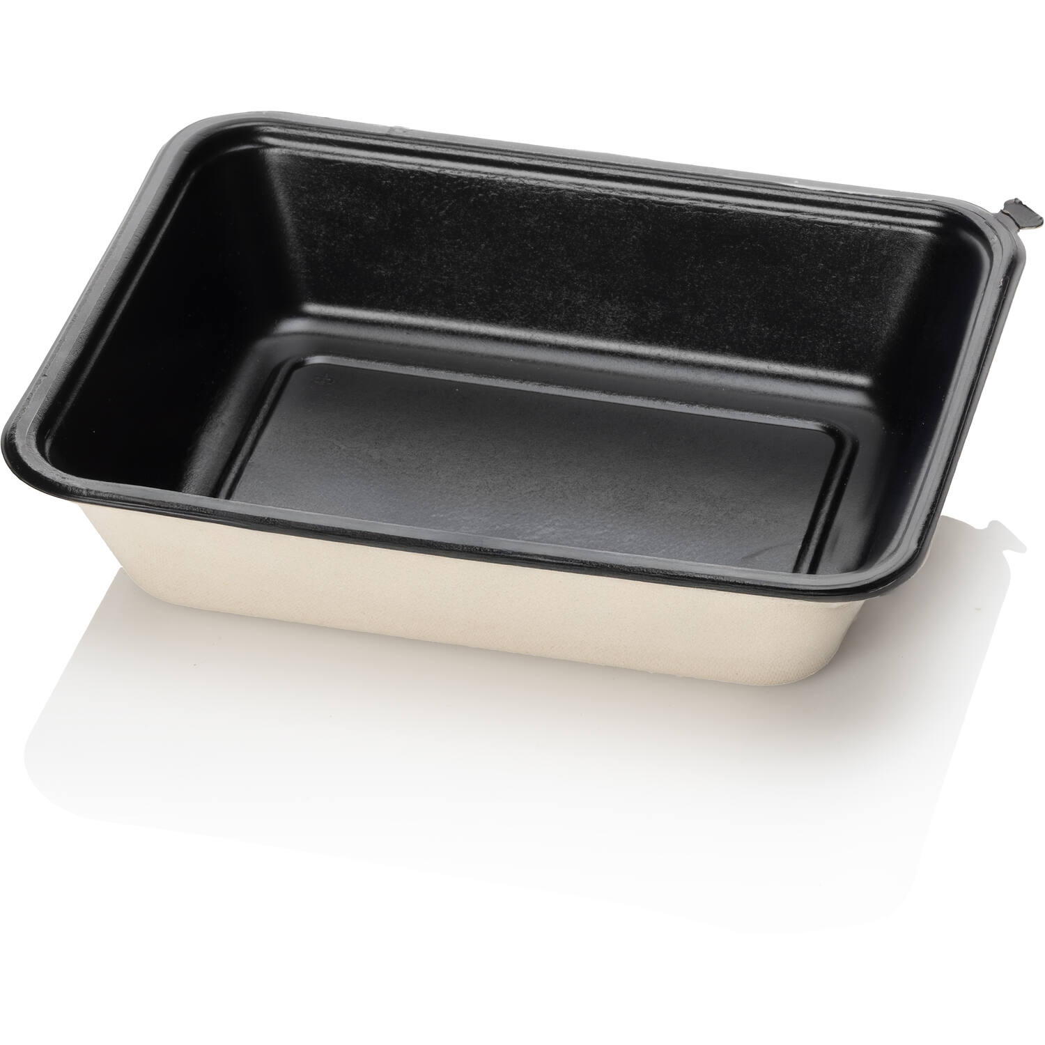 BAGASSE TRAY 227x178x50 1VAKS beige/zwart suikerriet 480st
