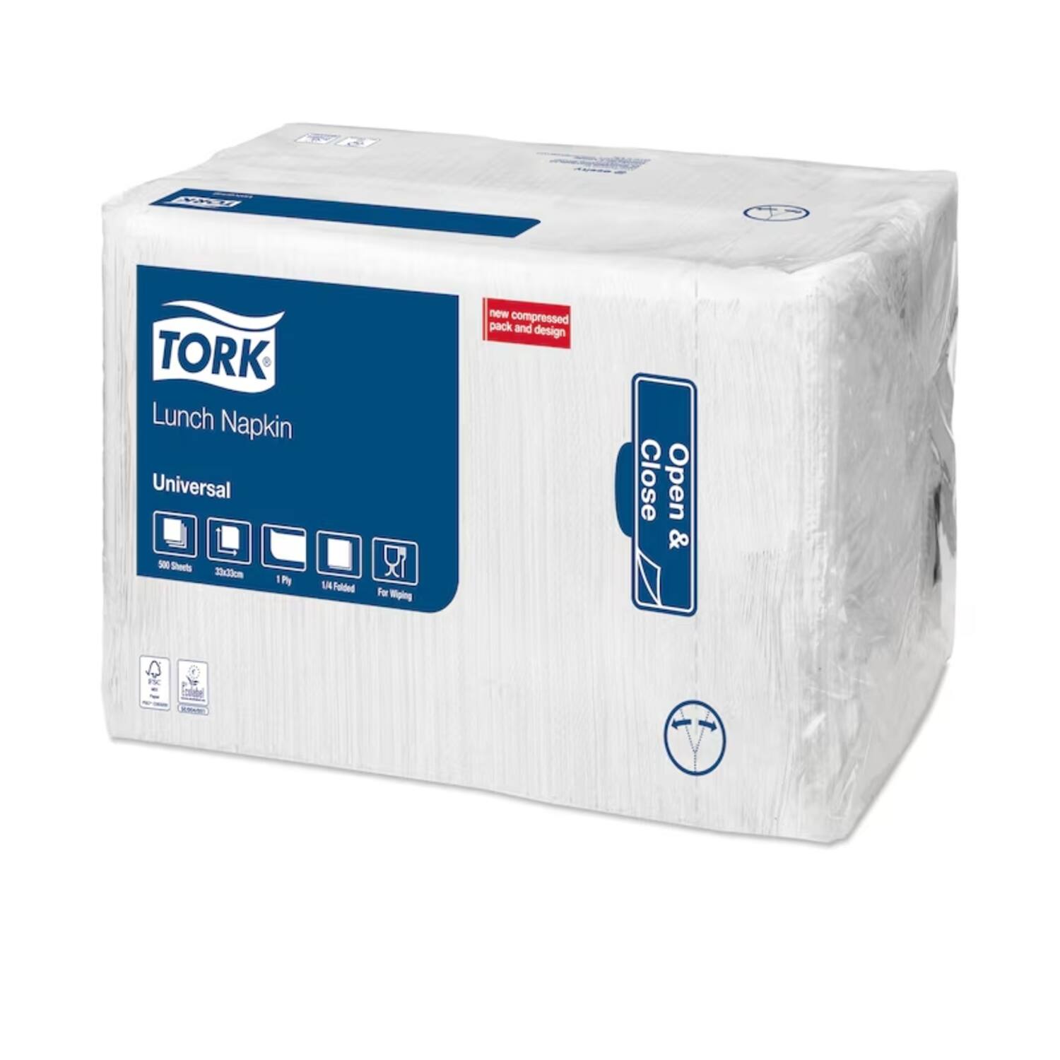 TORK LUNCHSERVET WIT 33x33cm 1-laags 8x500st