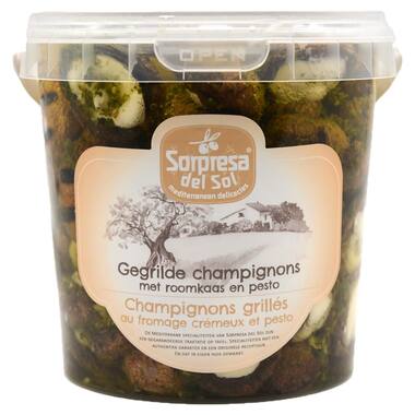 GEGRILDE CHAMPIGNONS GEVULD MET ROOMKAAS EN PESTO 700gr