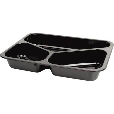 CPET TRAY ZWART 3VAKS 430/225/165cc 250st 226x176x35mm