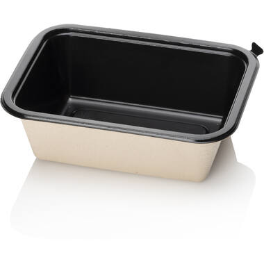 BAGASSE TRAY 187x139x60 1VAKS beige/zwart suikerriet 320st